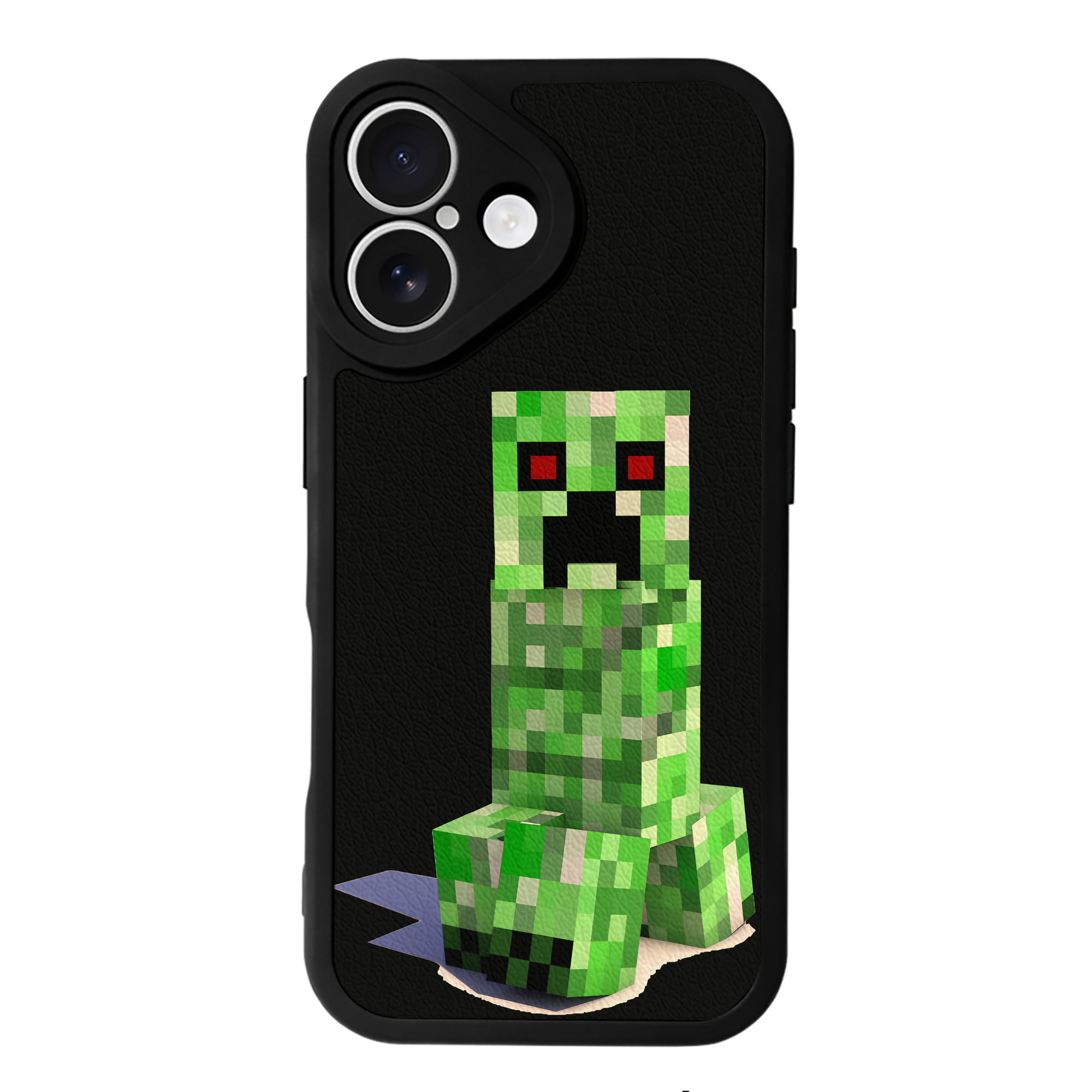 （画像用） マインクラフト ブロックの世界 Minecraft MC Block world 【iPhone 16シリーズ対応】シリコンスマホケース（レザー調） 材質：シリコン